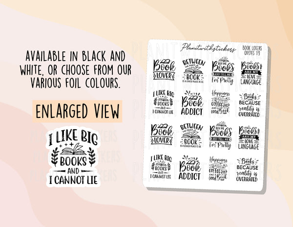 Book Lovers Quote and Phrases VERSION 9 Sampler Sticker Sheet for Planners