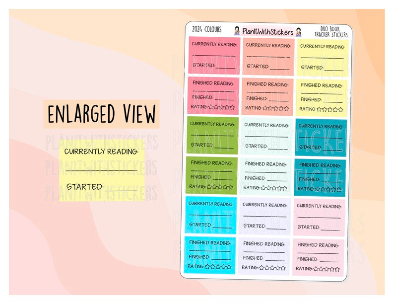 Duo Book Tracker Sticker (2024 Colours) for Currently Reading Book Stickers