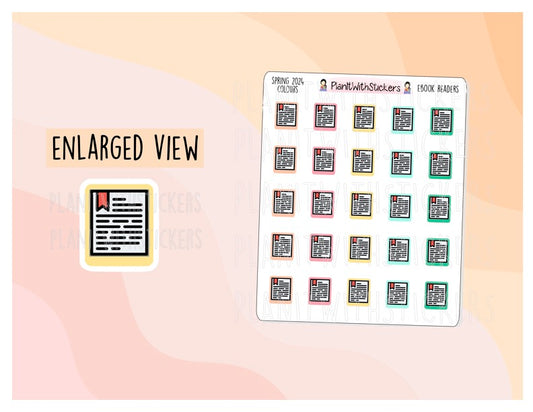 E-Reader Icon Sticker for Tracking Reading on Digital/Tablet - Spring Bookish Edition