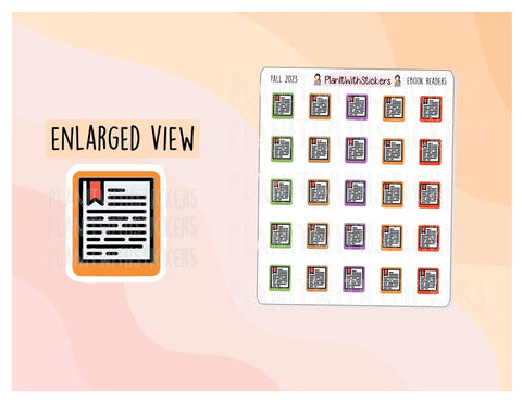 E-Reader Icon Sticker for Tracking Reading on Digital/Tablet - Fall 2023