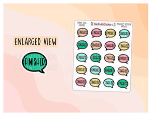 "Finished" Bookish Bubbles Reading Sticker- Spring Bookish Collection