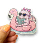 Flamingo Dragon Floatie Vinyl Holographic Diecut Sticker