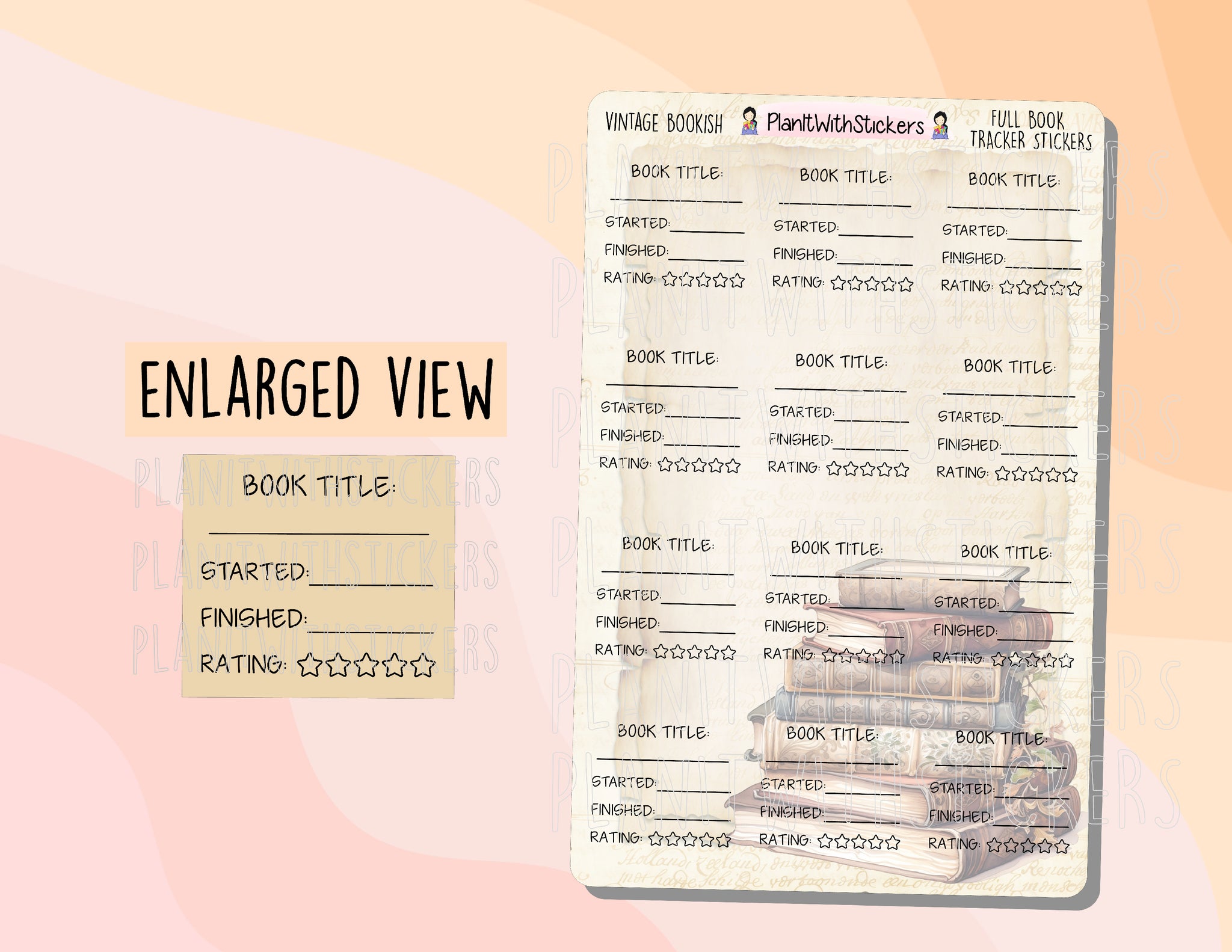 Vintage Library - Full Book Tracker Stickers