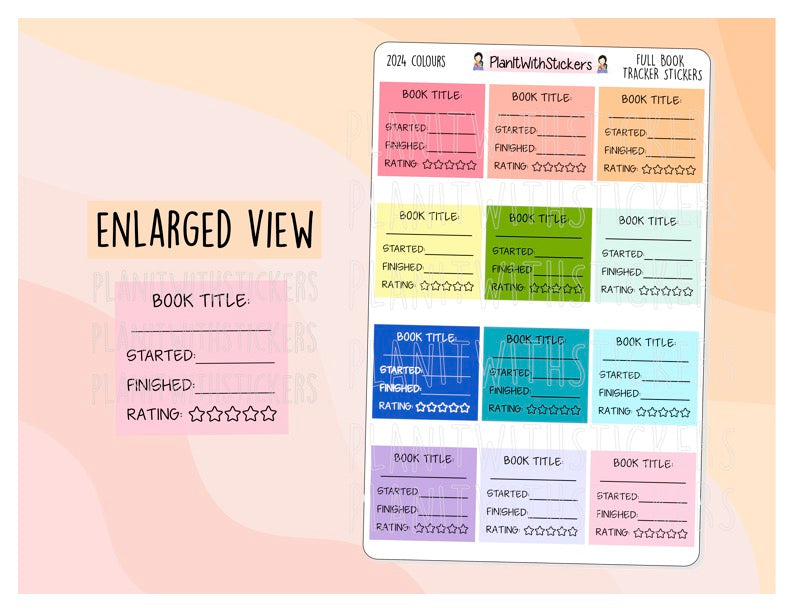 Full Book Tracker Sticker (2024 Colours) for Currently Reading Advid Readers