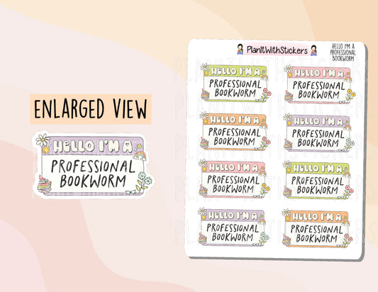 Hello I Am A Bookworm! Deco Stickers