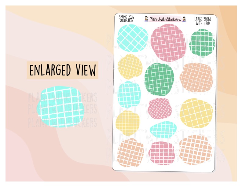 Large Blobs with Grid - Spring 2024 Colours