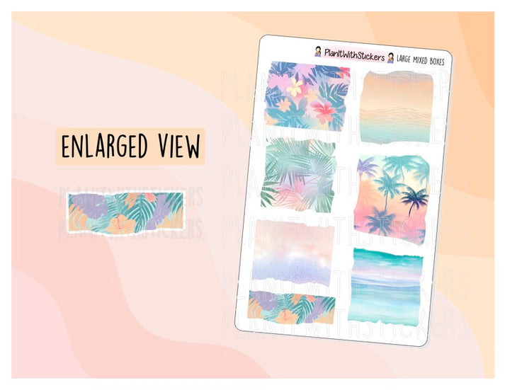 Large Mixed Boxes Tropical Beach – PlanItWithStickers