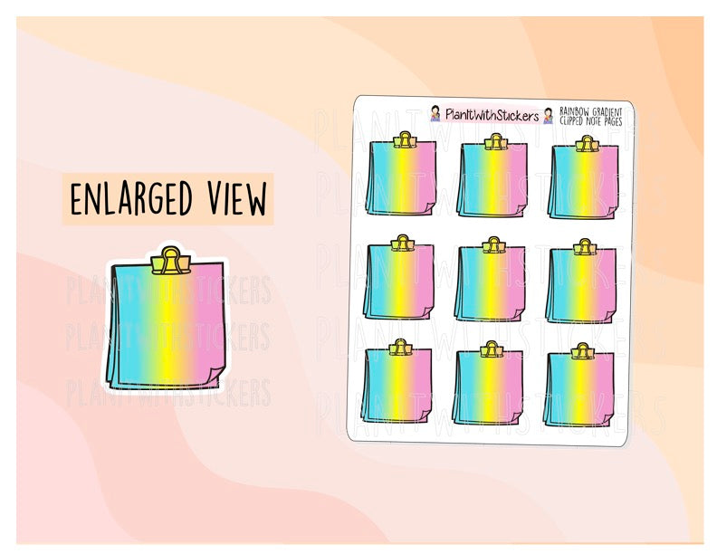 Clipped Note Pages - Rainbow Gradient