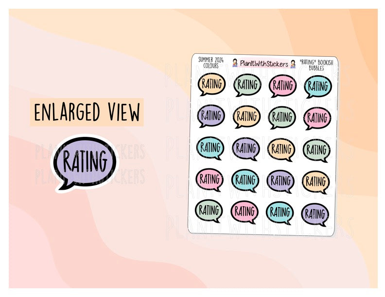 "Rating" Bookish Bubbles Reading Sticker- Summer Bookish Collection