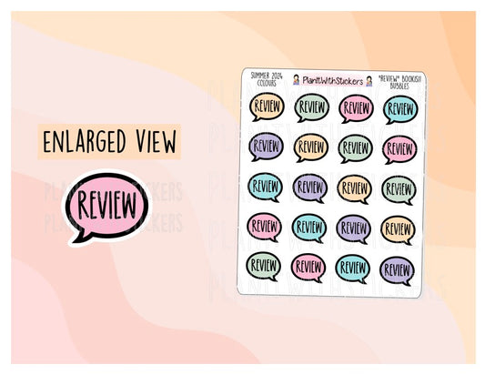 "Review" Bookish Bubbles Reading Sticker- Summer Bookish Collection