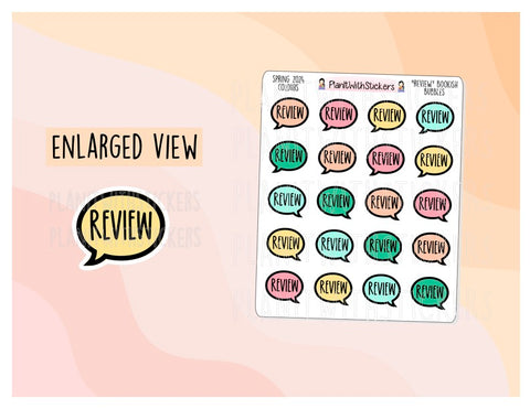 "Review" Bookish Bubbles Reading Sticker- Spring Bookish Collection