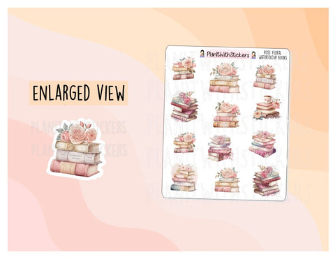 Rose Watercolour Floral Book Icon Stickers