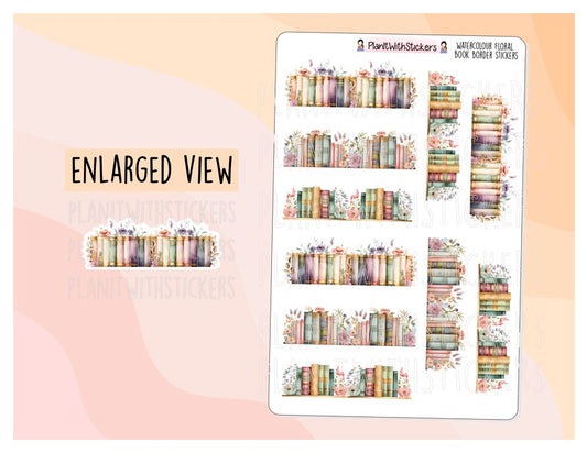 Watercolour Floral Book Border Deco Stickers