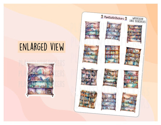 Watercolour Large Bookshelves Deco Sticker Sheet