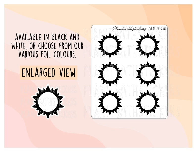 Write-In Sun Shaped Stickers – PlanItWithStickers