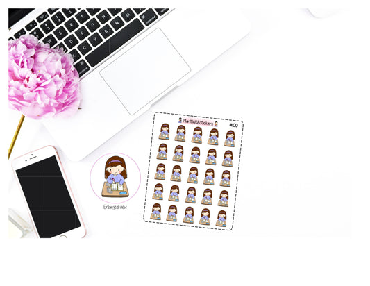 100 - Emma (Kawaii Girl) Planner Girl Planning Desk Working Studying Stickers for , Plum Paper, Recollections, and similar planners