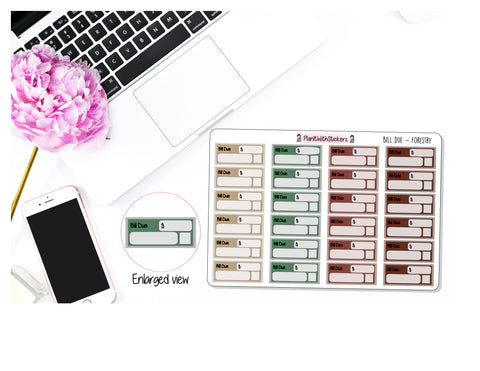 038 - FORESTRY  Bill Due Pay Bill Planner Stickers for , Plum Paper, Recollections, and similar planners