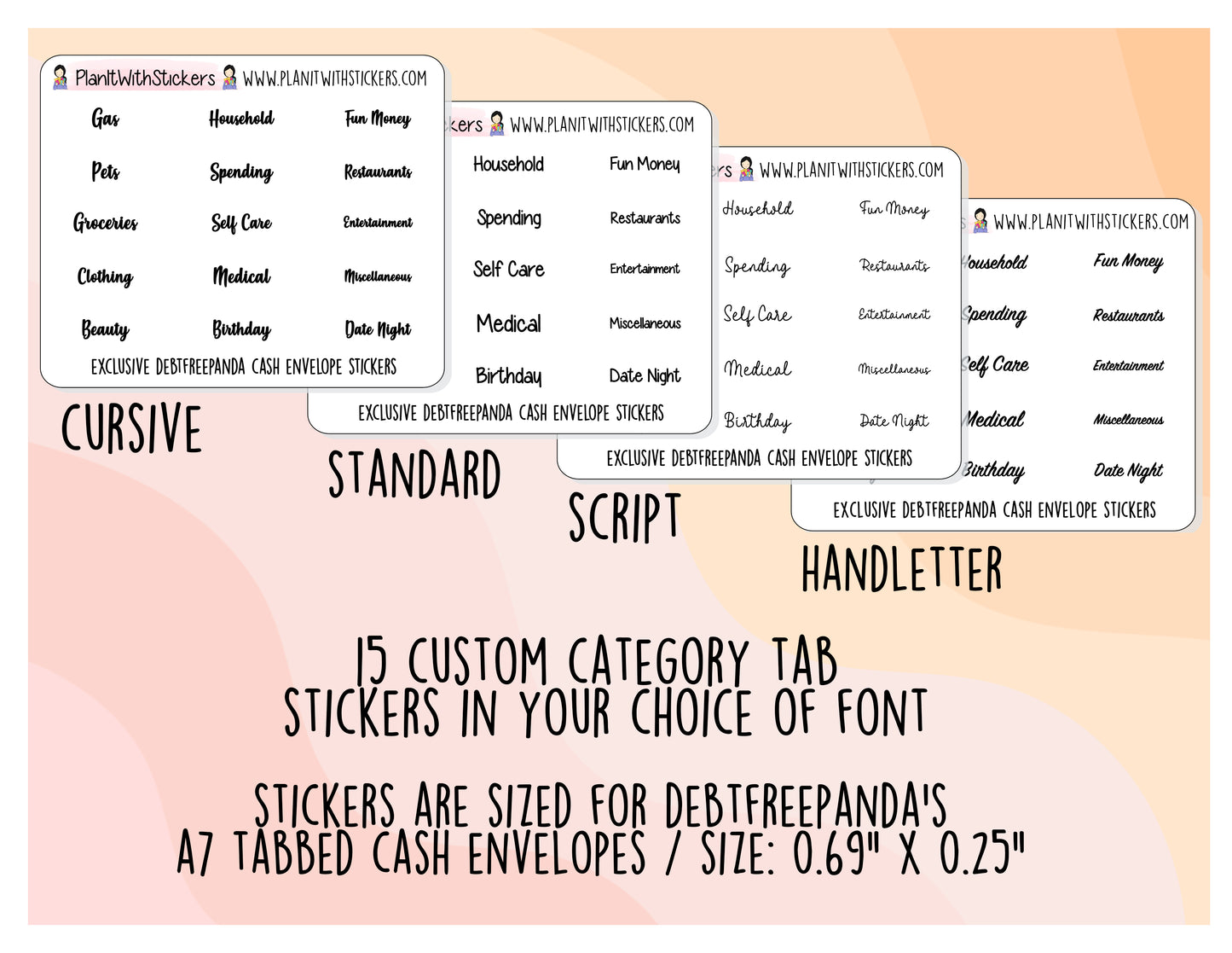 Custom A7 Sized Cash Envelope Tab Stickers