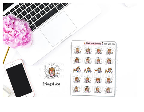 Angry Work Chibi Girl Character Stickers