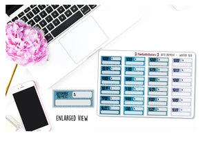 Automatic Payment WINTER BLUE Pay Bill Planner Stickers for Plum Paper, Recollections, and similar planners