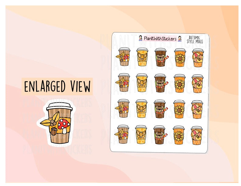 Fall / Autumn Cup Decoration Planner Stickers