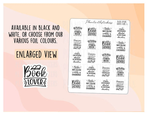 Book Lovers Quote and Phrases VERSION 6 Sampler Sticker Sheet for Planners