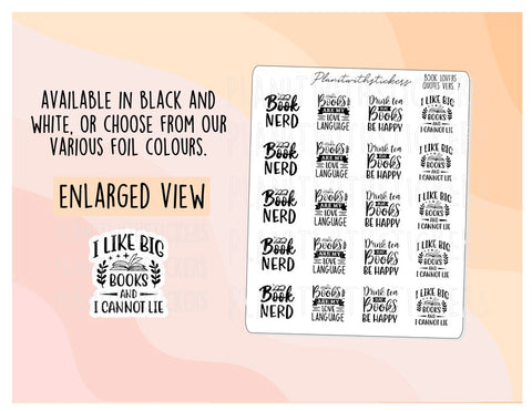 Book Lovers Quote and Phrases VERSION 7 Sampler Sticker Sheet for Planners