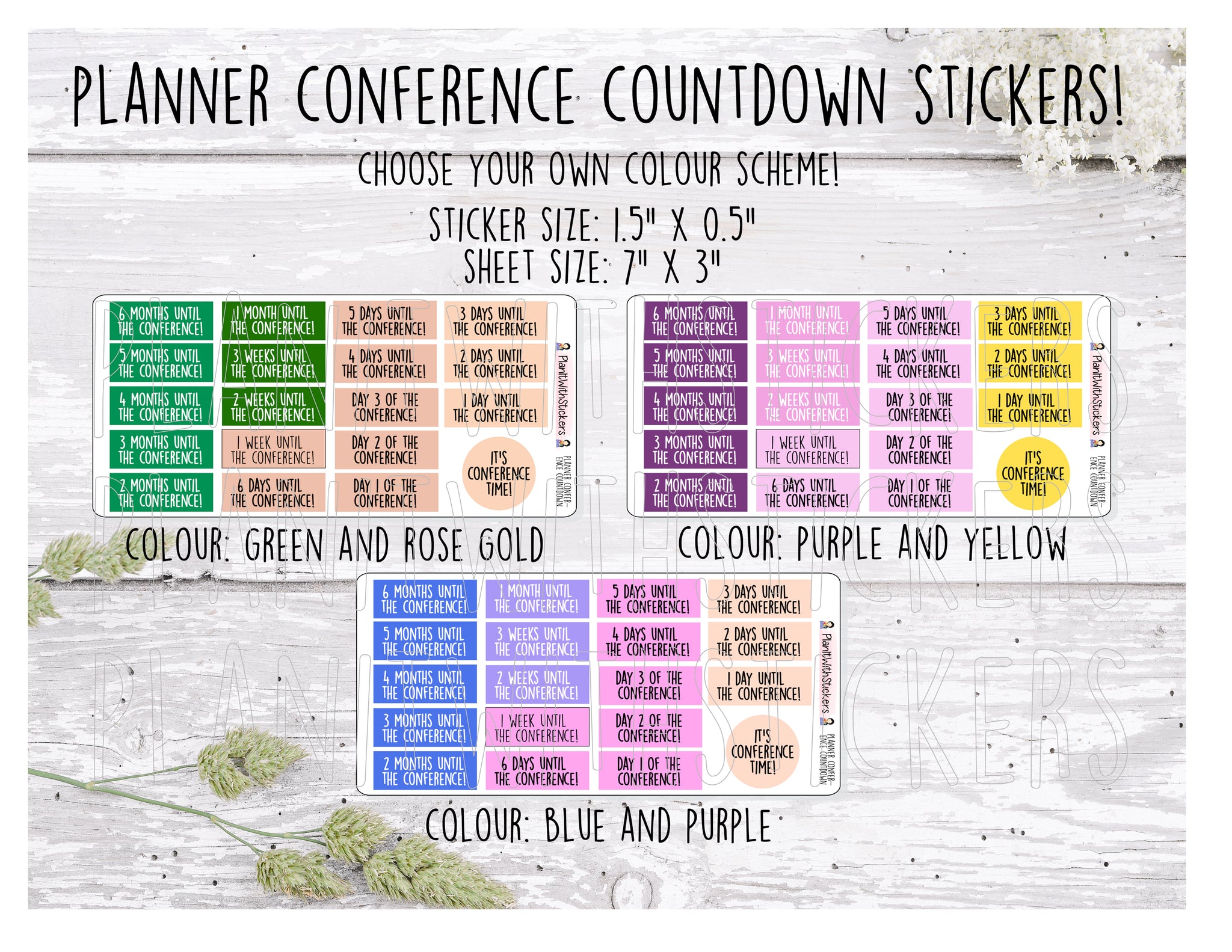 Planner Conference Countdown Stickers - MULTIPLE COLOURS TO CHOOSE FROM