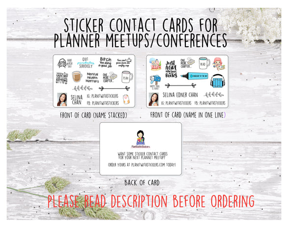 Contact Cards for Planner Conferences, Planner Meets Ups, and Planner Friends