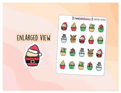 Christmas Cupcake Food Stickers