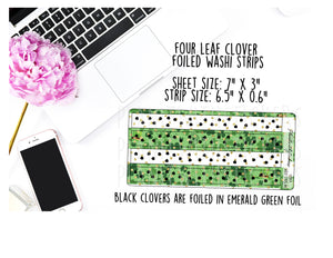 St. Patricks Day Foiled Clovers Washi Strips VERSION 1