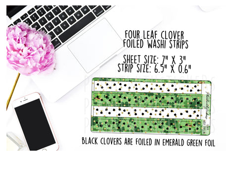 St. Patricks Day Foiled Clovers Washi Strips VERSION 1