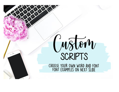 Custom Script Stickers (5 Different Fonts)
