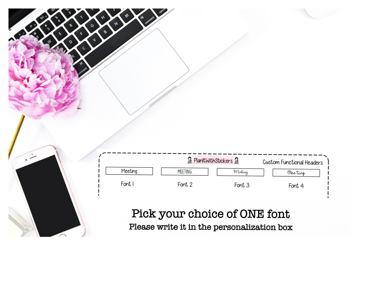 Neutral Functional Header Stickers with Custom Text