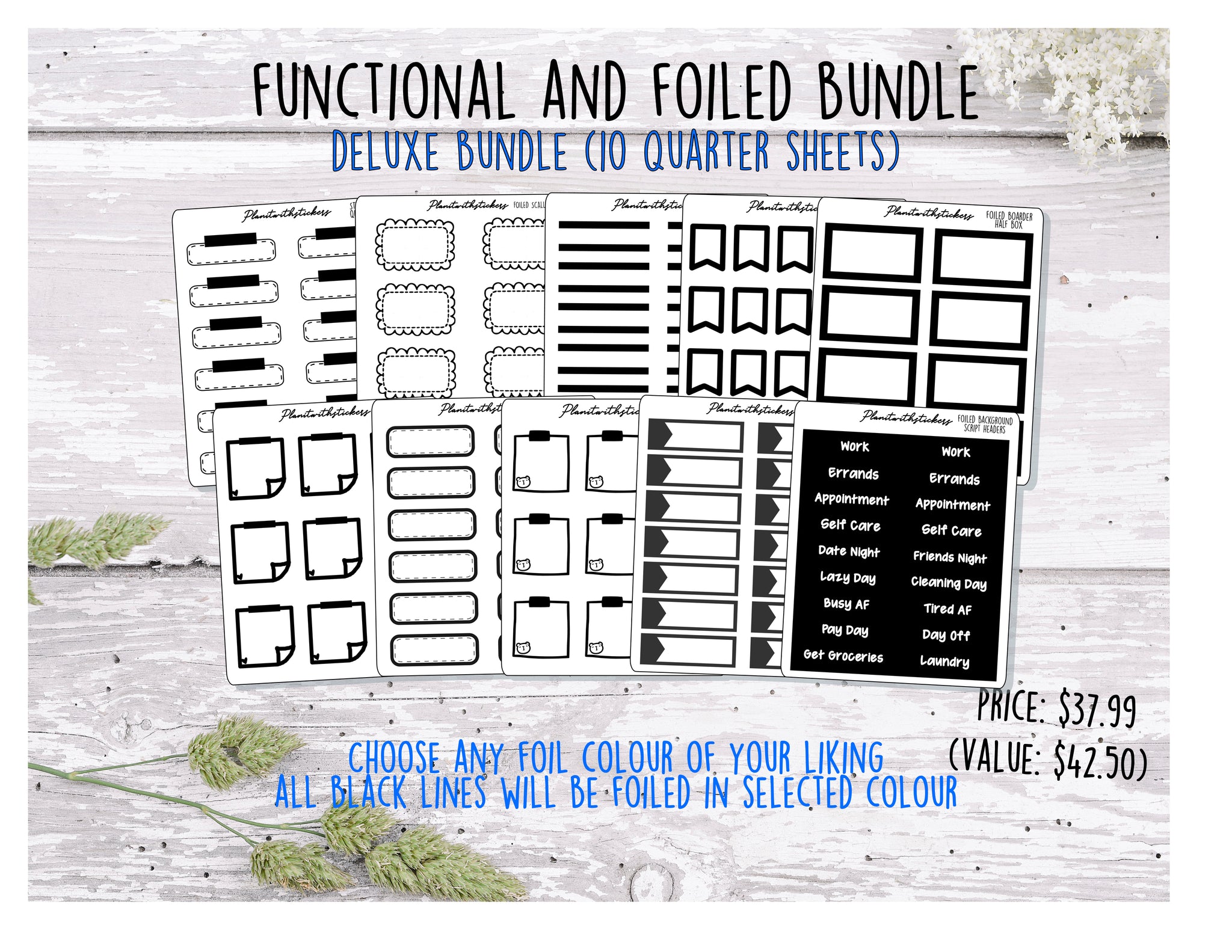 Deluxe FUNCTIONAL FOILED BUNDLE (10 sheets)