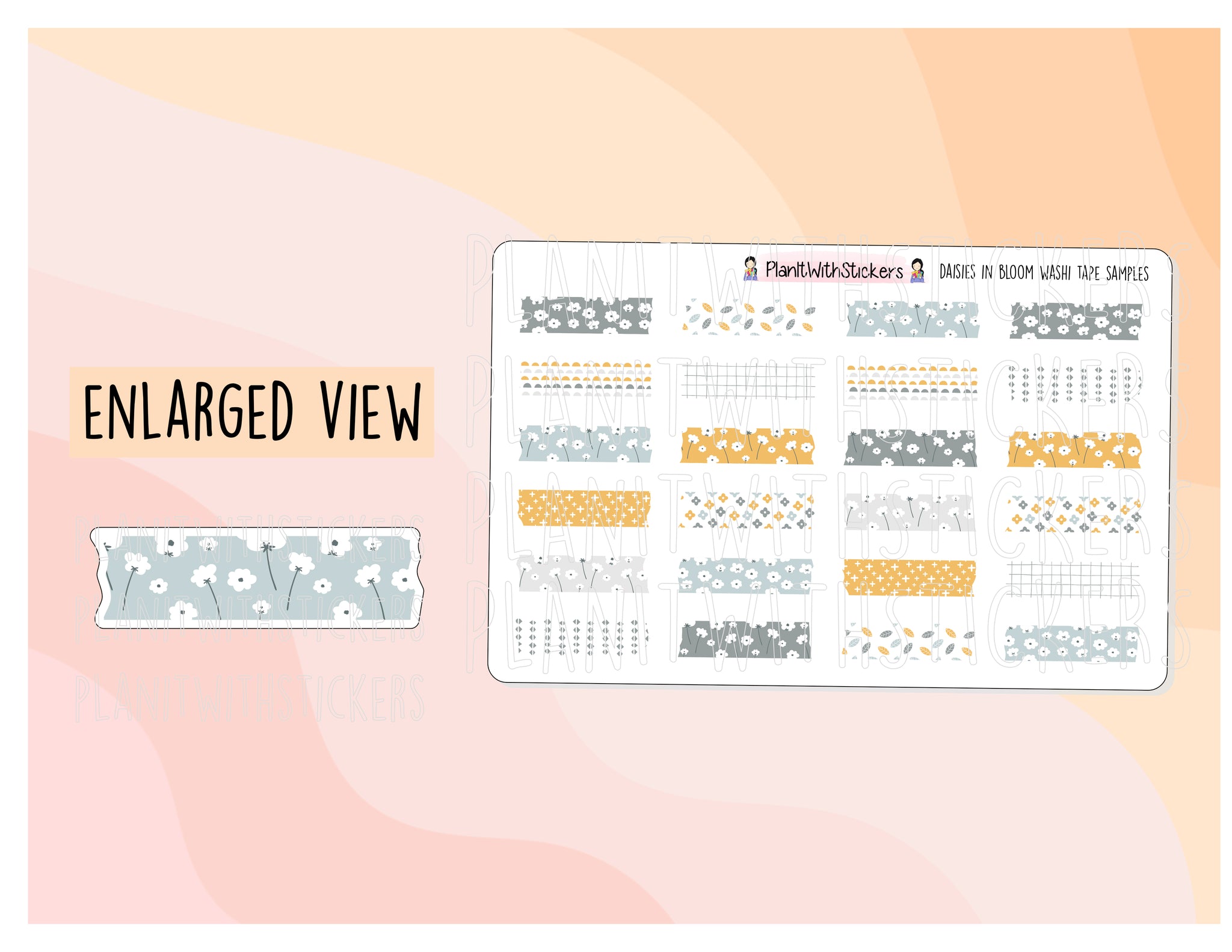 Daisies In Bloom Spring Washi Tape Sample Stickers