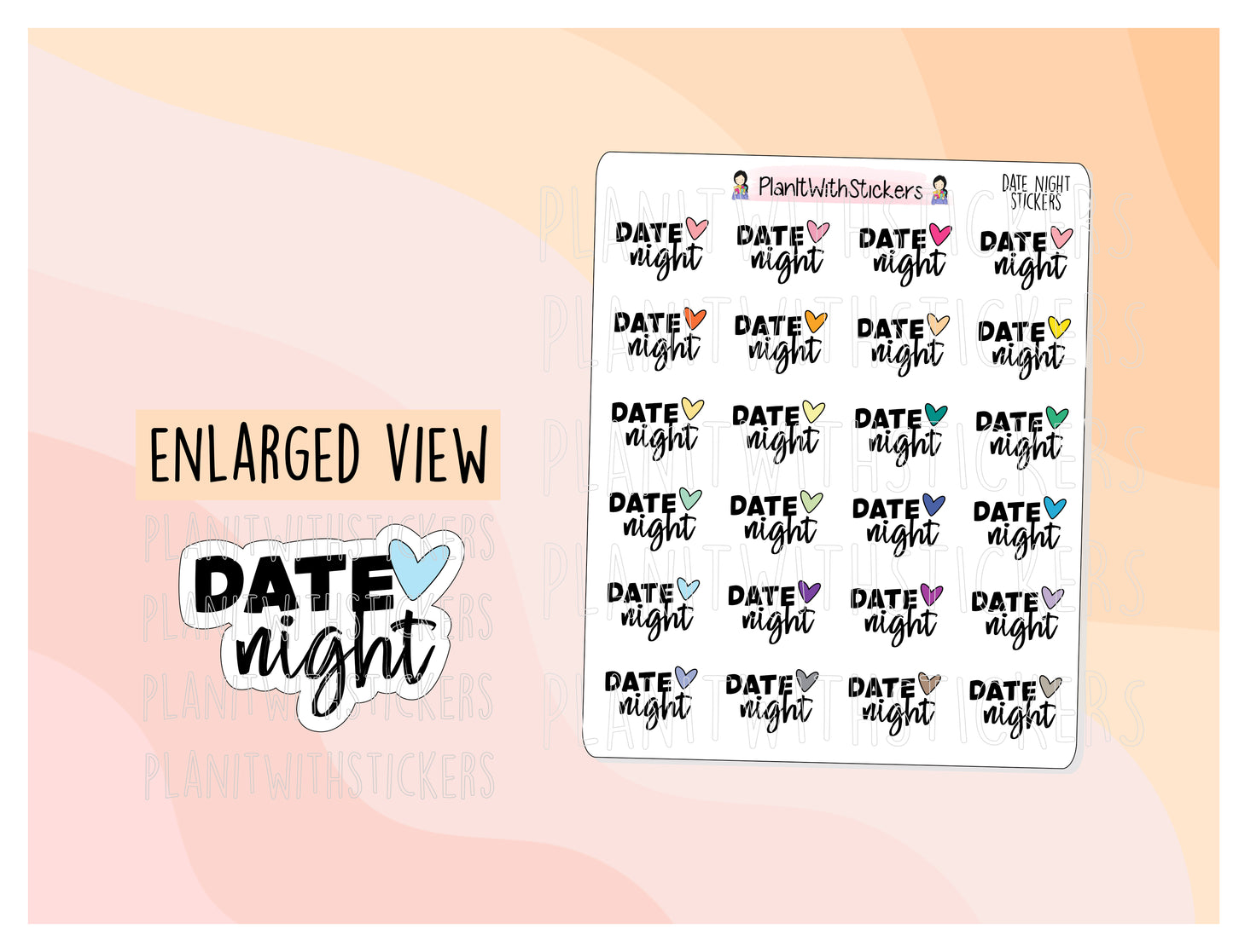 Date Night Script and Heart Icon Sticker