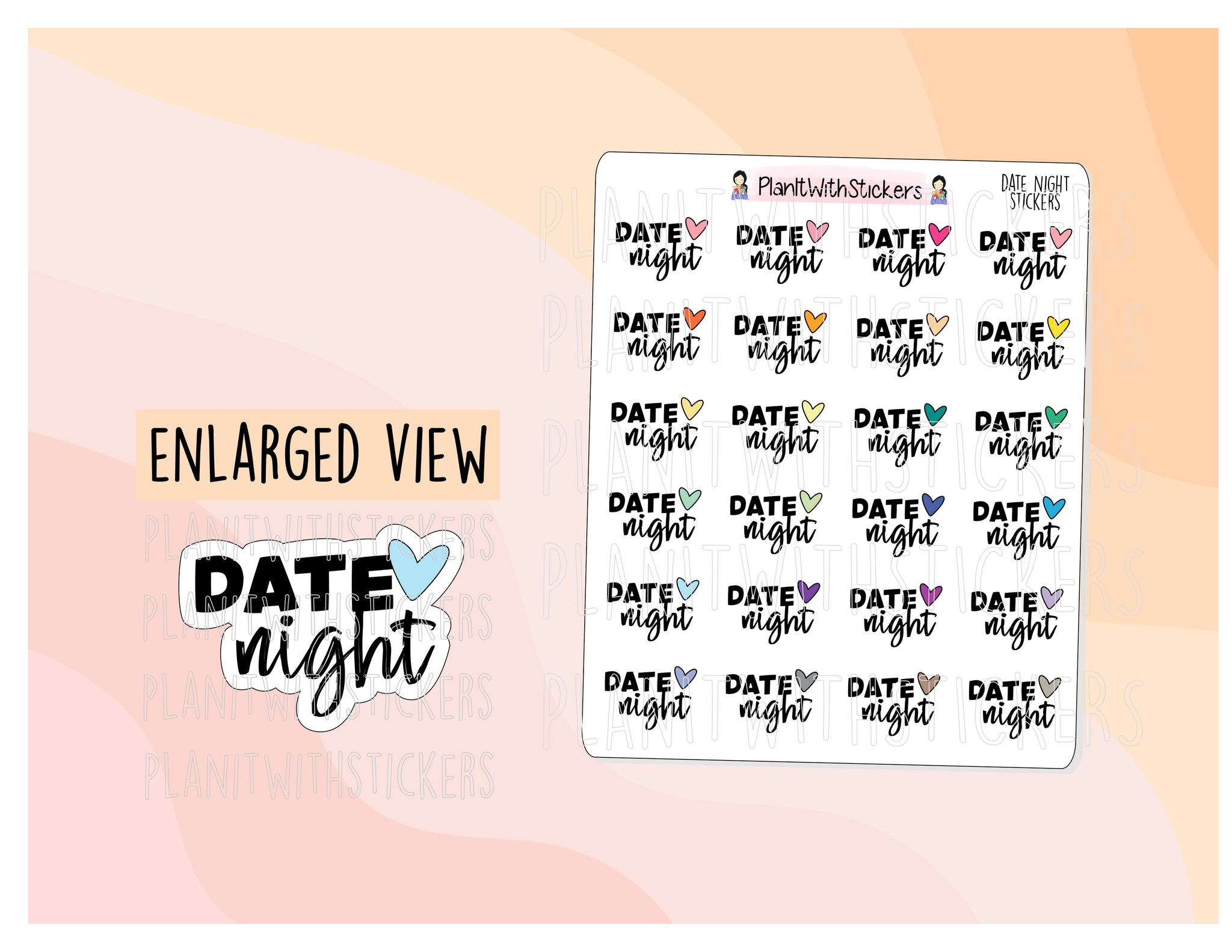 Date Night Script and Heart Icon Sticker