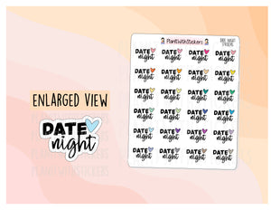 Date Night Script and Heart Icon Sticker