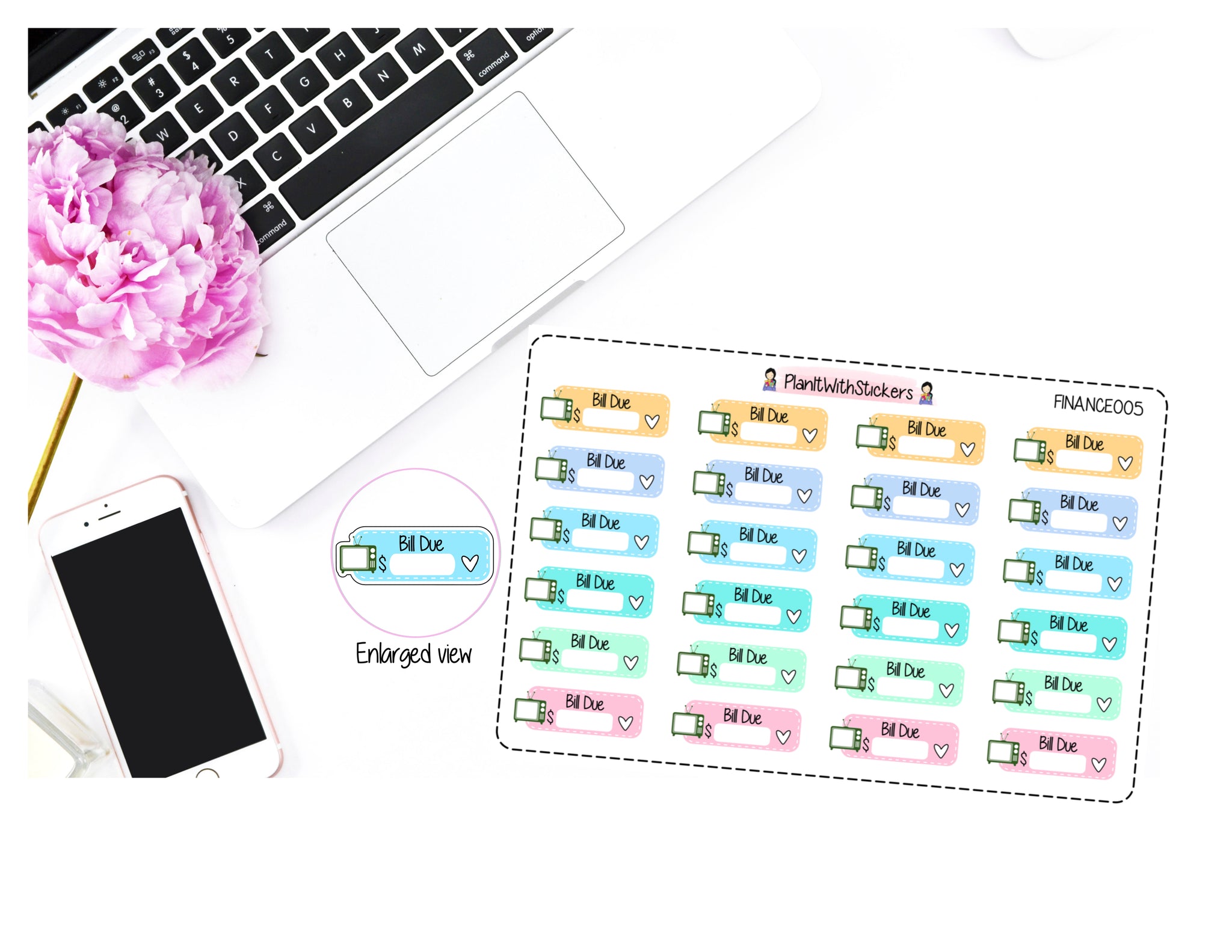 Cable Bill Due Pay Bill Planner Stickers in Pastel Colours for , Plum Paper, Recollections, and similar planners
