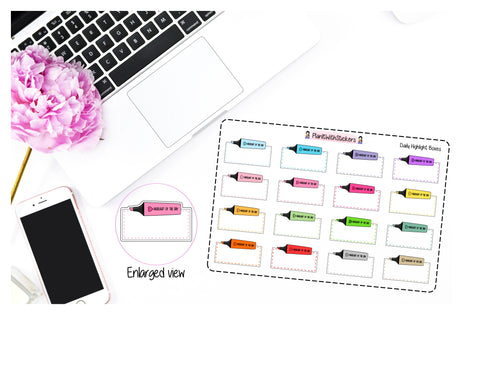 Highlight Of The Day Icon Box with Highlighter Stickers for  and Other Similar Sized Planners