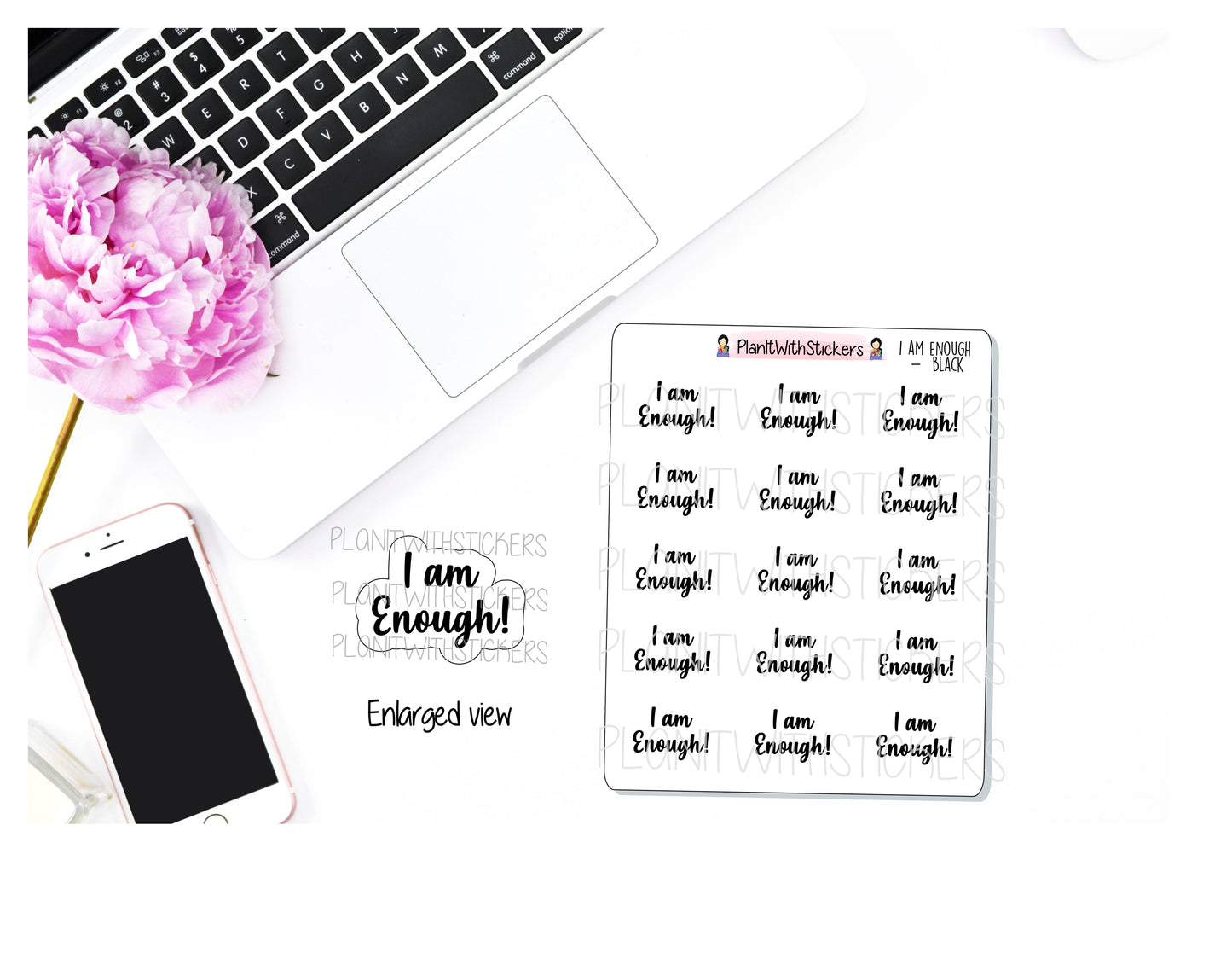 "I Am Enough" Self Care, Mental Health Awareness, Wellness Stickers