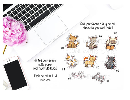 Kawaii Cartoon Cat Die-Cut Stickers