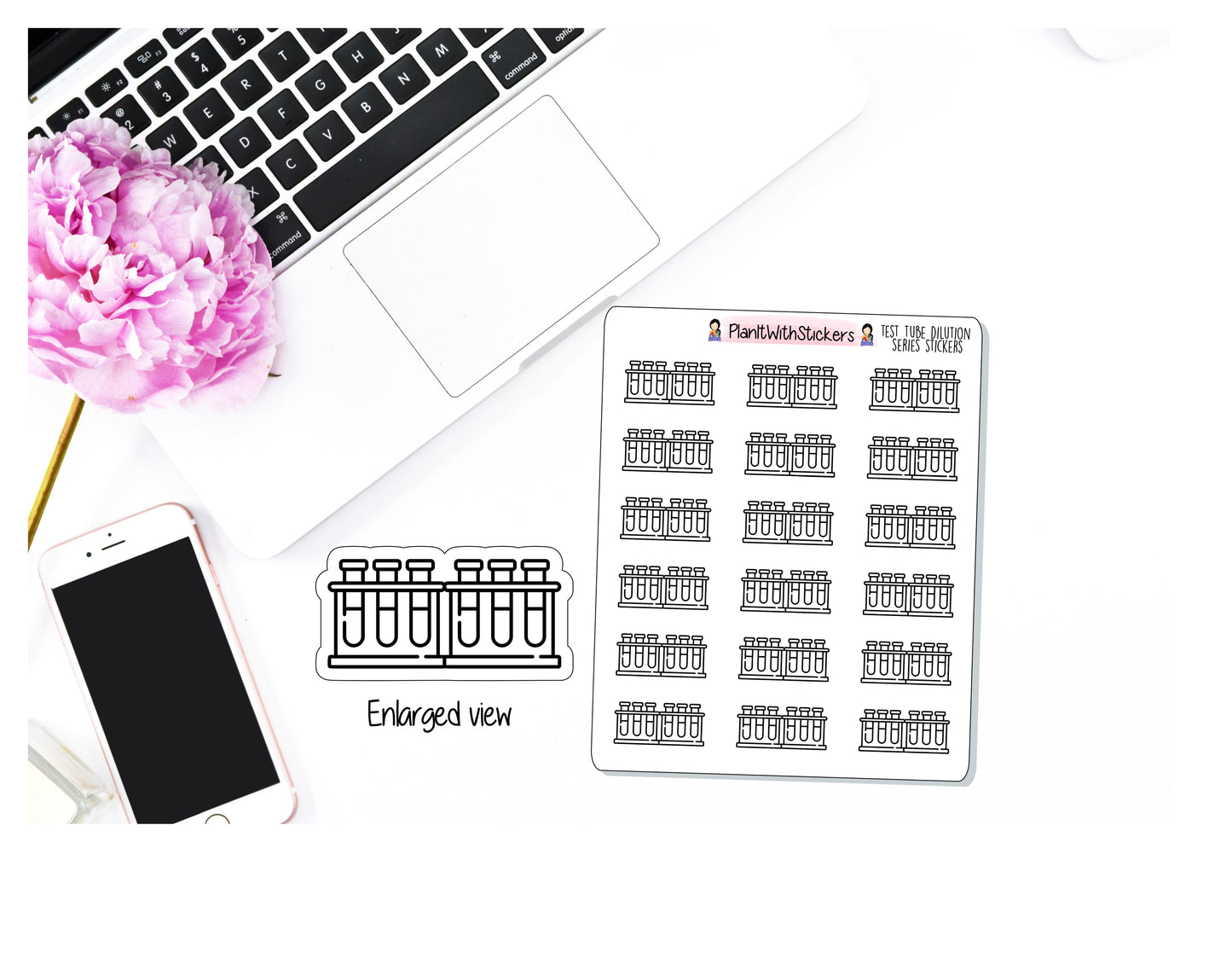 Laboratory Test Tube Dilution/Titration Sticker for School / College Science Class for  and similar planners