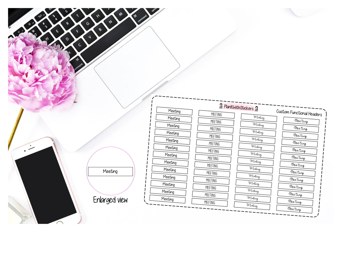 Neutral Functional Header Stickers with Custom Text