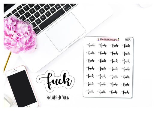 "Fu*k" Typography Cuss Word Adult Language Potty Mouth Sticker