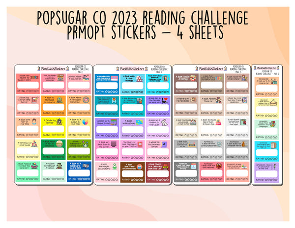 2023 Popsugar Reading Challenge Planner Sticker Kit Planner Stickers for Journal, Book Planner, and Scrapbooks.