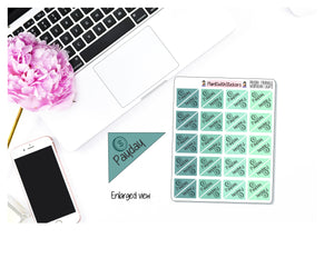 Payday Triangle Corner Stickers (Green) for Daily, Weekly, or Monthly Layout Use in , Plum Paper, Recollections, and similar planners