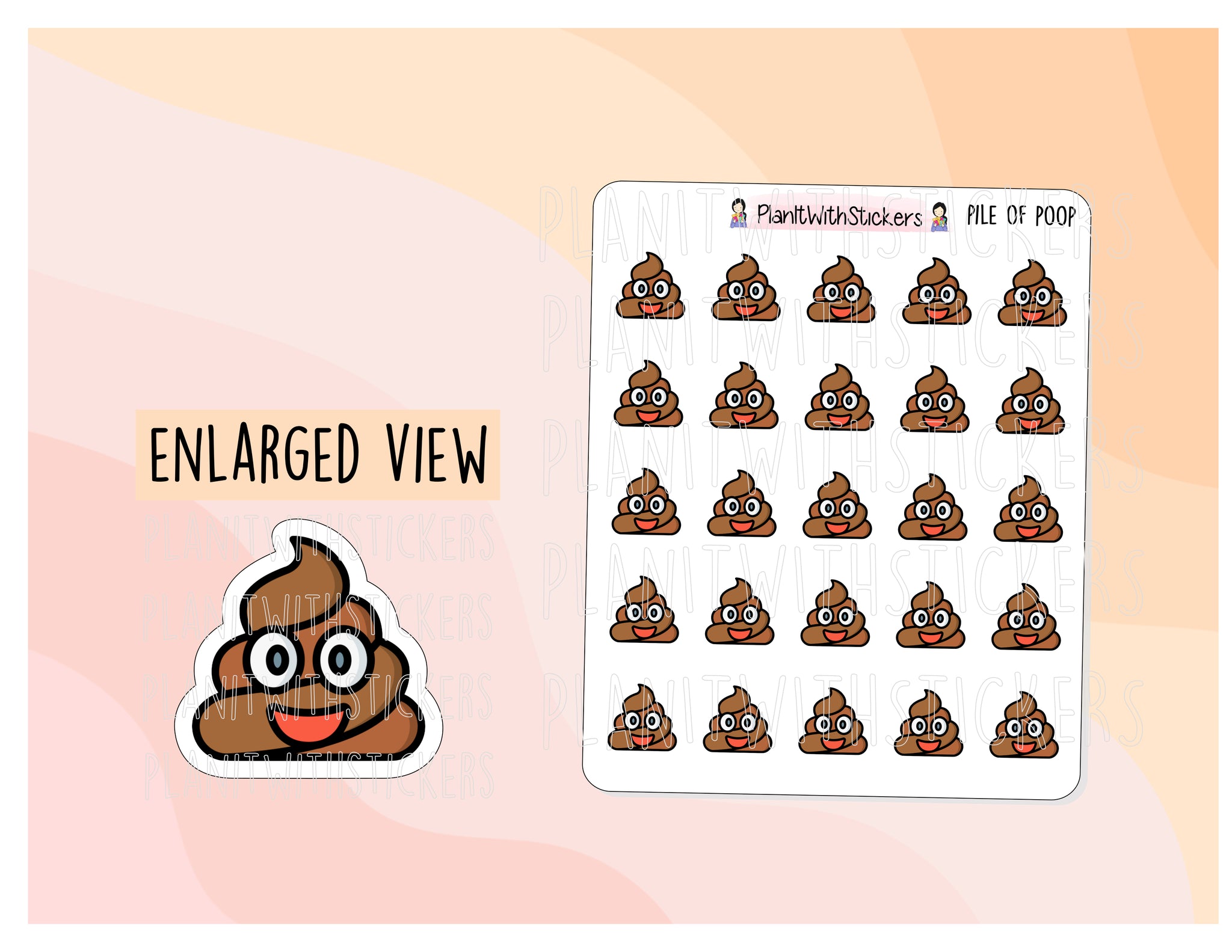 Pile of Poop / Shit Emoji Icon Sticker