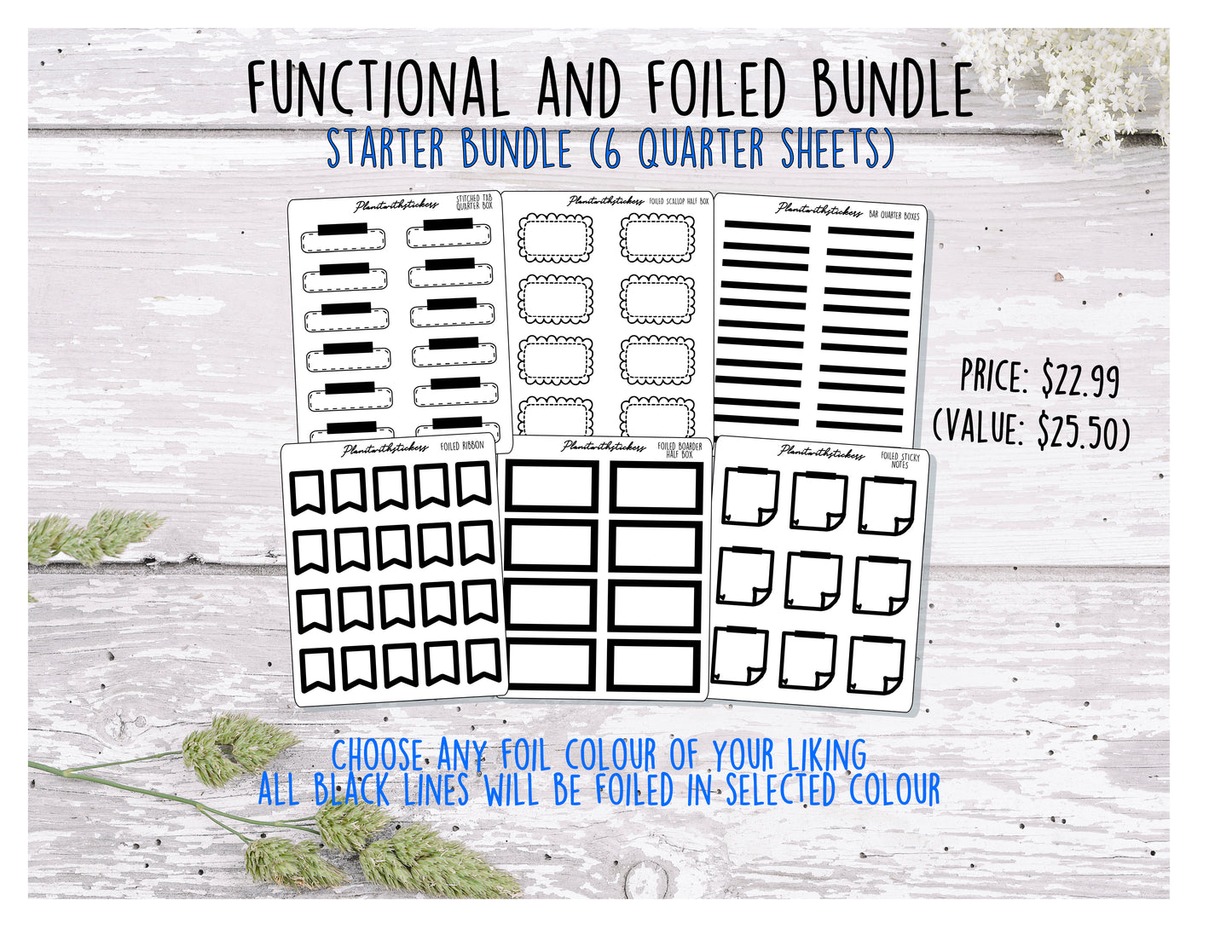 Starter FUNCTIONAL FOILED BUNDLE (6 sheets)